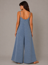 Load image into Gallery viewer, Mystree Washed Tencel Jumpsuit in Denim Blue