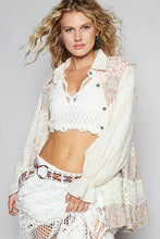 Load image into Gallery viewer, POL A Line Floral Print and Lace Patch Top in Cream Multi