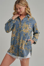 Load image into Gallery viewer, BON Floral Print Denim Top in Floral Denim
