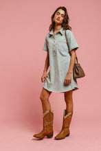 Load image into Gallery viewer, BiBi Washed Twill Dress in Slate Blue