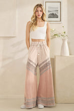 Load image into Gallery viewer, Oli & Hali Mixed Washed Wide Leg Pants with Lace Detail in Mauve