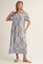 Load image into Gallery viewer, Jodifl Geometric Floral Print Midi Dress in Periwinkle