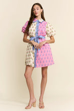 Load image into Gallery viewer, J.nna Colorblock Floral Print Mini Dress in Pink Multi