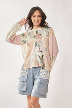 Load image into Gallery viewer, Davi & Dani Contrasting Fabric and Lace Top in Beige