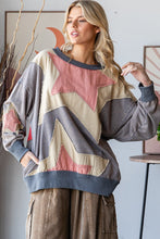 Load image into Gallery viewer, Oli & Hali Mineral Washed Star Patched Sweatshirt in Dusty Blue