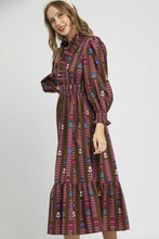 Load image into Gallery viewer, Umgee Stripped Floral Print Midi Dress in Brown Mix