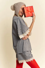 Load image into Gallery viewer, Davi & Dani Pearl Embellished and Lace Detailed Top in Grey