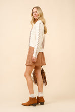 Load image into Gallery viewer, Blue B Color Block Knit Sweater with Lace-Up Details in Taupe
