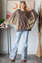 Load image into Gallery viewer, Oli & Hali Color Block Cinched Detailed Top in Mocha