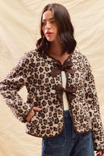 Load image into Gallery viewer, So Me Leopard Sherpa Fleece Jacket in Brown