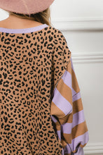Load image into Gallery viewer, BiBi Leopard and Striped Print Top in Lavender