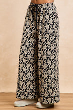 Load image into Gallery viewer, BiBi Floral Jacquard Wide Leg Pants in Black/Light Grey