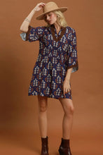 Load image into Gallery viewer, Umgee Floral Print Smocked Waist Dress in Navy