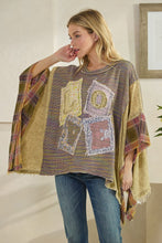 Load image into Gallery viewer, Oli & Hali OVERSIZED Mixed Fabric Poncho Top with LOVE Patched Front in Olive