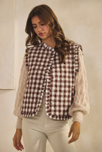 Load image into Gallery viewer, LovLov Ruffled Neck Checkered Vest in Mocha