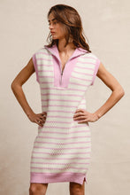 Load image into Gallery viewer, BiBi Textured Striped Knit Sweater Dress in Pink
