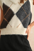 Load image into Gallery viewer, Miou Muse Argyle Pattern Soft Knit Sweater Vest in Cream Multi