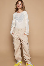 Load image into Gallery viewer, POL Ribbed Knit Top with Crochet Lace Inset Details in Almond Milk