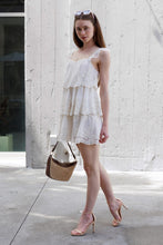 Load image into Gallery viewer, Storia Lace Tiered Mini Dress in Ivory