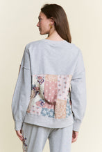 Load image into Gallery viewer, J.nna Multi Pattern Patched French Terry Top in Grey Combo