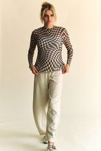 Load image into Gallery viewer, Davi & Dani Checkered Board Print Mesh Layering Top in Black