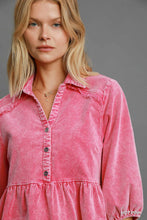 Load image into Gallery viewer, Umgee Stone Washed Corduroy Tunic Top in Hot Pink