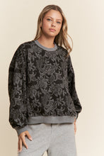 Load image into Gallery viewer, J.nna Textured Floral Print Sweater in Black