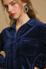 Load image into Gallery viewer, Umgee Beaded Velvet Button Down Top in Midnight