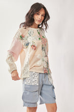 Load image into Gallery viewer, Davi & Dani Contrasting Fabric and Lace Top in Beige