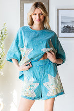 Load image into Gallery viewer, Oli & Hali Multi Print Star Patched Top and Short Set in Blue