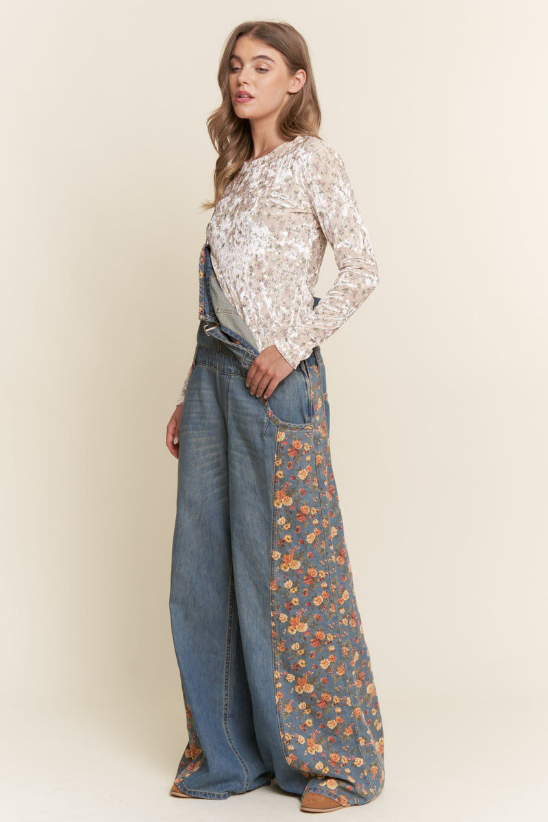 トップス Junna J.nna FITTED Floral Print Velvet Top in Pink Blush – June Adel