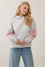 Load image into Gallery viewer, Veveret Sweatshirt Hoodie With Patchwork Sleeve Detail in Pink