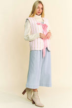 Load image into Gallery viewer, Davi & Dani Padded Quilted Floral Print Vest with Bow Tie Front in Pink