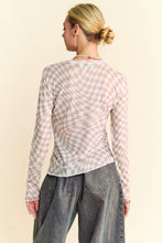 Load image into Gallery viewer, Davi & Dani Checkered Board Print Mesh Layering Top in Ivory Taupe