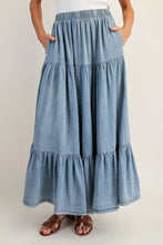 Load image into Gallery viewer, ee:some Snow Washed Maxi Skirt in Denim