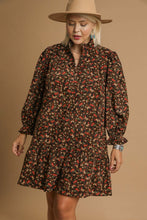 Load image into Gallery viewer, Umgee Floral Print Corduroy Mini Dress in Chocolate Mix