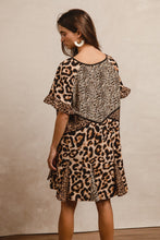 Load image into Gallery viewer, BiBi Mixed Leopard Print Patchwork Mini Dress in Leopard Mix