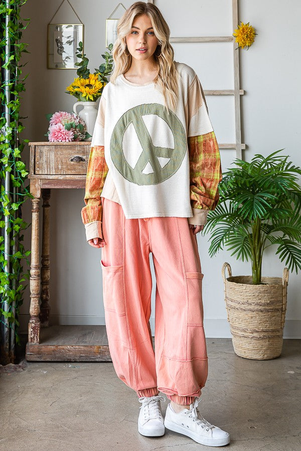 Oli & Hali Applique Peace Sign Top in Cream – June Adel