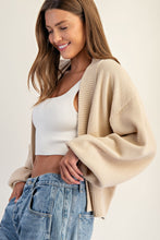 Load image into Gallery viewer, ee:some Open Front Bubble Sleeve Knit Cardigan in Sand