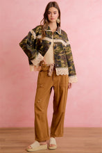 Load image into Gallery viewer, BiBi Boho Lace Trim Camo Shacket in Camouflage