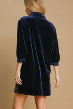 Load image into Gallery viewer, Umgee Velvet Lace Mini Dress in Navy