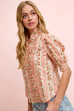 Load image into Gallery viewer, BiBi Floral Printed Ruffled Puff Sleeve Top in Red