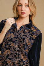 Load image into Gallery viewer, Umgee Velvet Lace Mini Dress in Navy