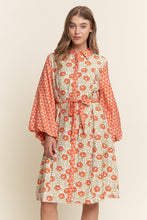 Load image into Gallery viewer, J.nna Mix n Match Floral Belted Dress in Orange Crush
