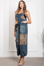 Load image into Gallery viewer, BlueVelvet Denim Capri Overalls with Mixed Patches in Denim ON ORDER