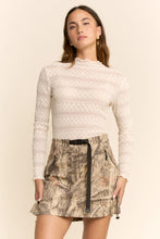 Load image into Gallery viewer, Davi & Dani Striped Lace Mesh Top in Cream