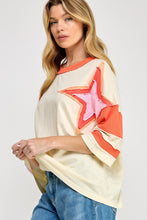 Load image into Gallery viewer, Sage+Fig OVERSIZED Color Block Star Patch Applique Top in Ivory