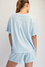 Load image into Gallery viewer, Rae Mode Pigment Washed Cotton Top and Short Set in Light Blue