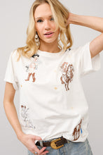 Load image into Gallery viewer, Blue B Western Cowgirl Girl Motif Embroidered Top in Off White
