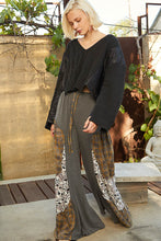 Load image into Gallery viewer, POL Thermal Knit Pants with Mixed Print Details in Heather Charcoal